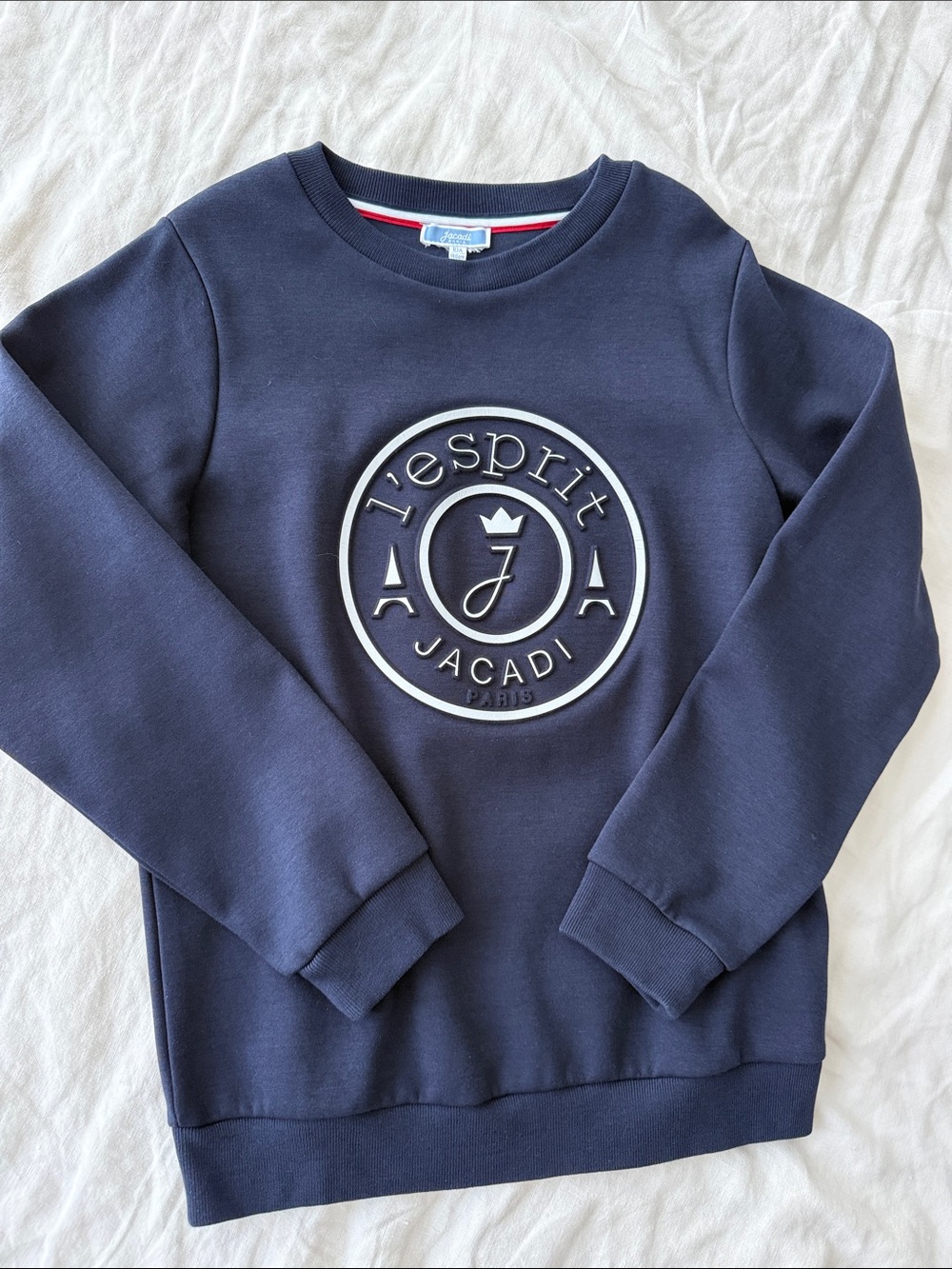 Jacadi Navy Crewneck Sweatshirt with Raised Emblem